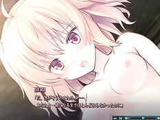 Светловолосая Amagase Mao из новеллы Baldr Heart уселась на хуй