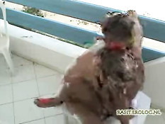 Hot sex on balcony 