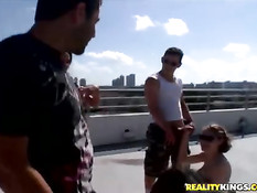 Hot babes jerking and scissoring for money